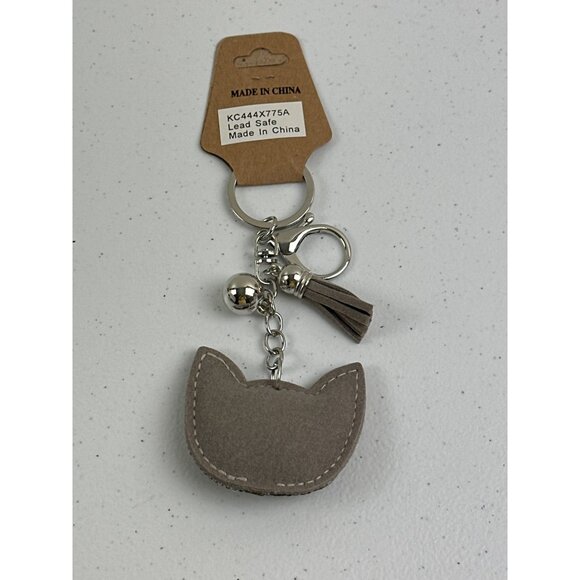 Cat Face Rhinestone Keychain With Tassel & Bell Lead Safe - Picture 3 of 4